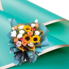 XZJMY 20 Sheets Flower Wrapping Paper Gold Edge Waterproof Flower Bouquet Wrapping Paper Florist Bouquet Accessories for DIY Crafts Gift Wrapping 22.8 x 22.8 inches (Dark Green)