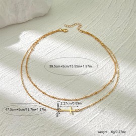 KBRPEY Necklace for Women Girls Pearl Cross Pendant Chain Classic Necklace with Multiple Layers Fashion Jewellery Retro Gifts for Valentine's Day Birthday, Stainless Steel