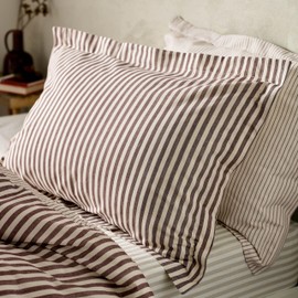 Yard Hebden Mélange Stripe Pillowcases – 100% Cotton Breathable Oxford Edge Bedding (Beetroot - Pair)