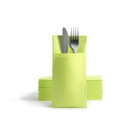 Alvotex Chic Airlaid 50 Cutlery Napkins Cutlery Pockets, Fabric-Like, High-Quality Disposable Napkin, 39 x 40 cm, Kiwi