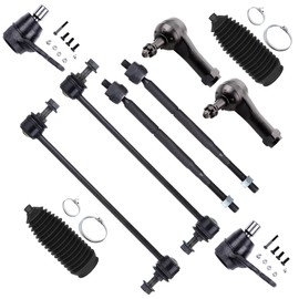 SCITOO 10pcs Front End Suspension Kit fit 2004-2012 for Chevy for Malibu 2005-2010 for Pontiac G6 2007-2009 for Saturn Aura Outer Inner Tie Rod End Steering Boot Lower Ball Joint Sway Bar Link