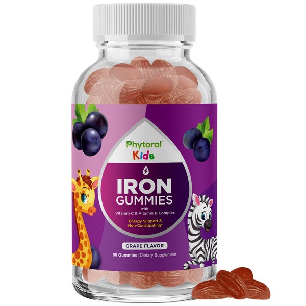 Multivitamin with Iron Gummies for Kids - Chewable Iron Gummy Vitamins for Kids Focus Aid and Natural Energy Supplement - Kids Gummy Vitamins with Iron for Immune Support Mental Clarity and Focus