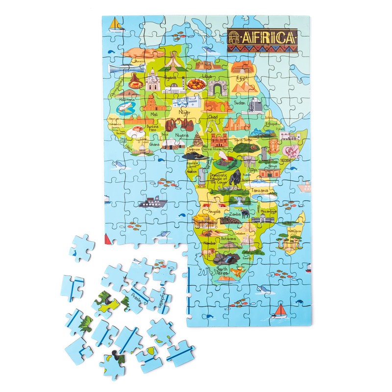 Terra Puzzles Africa Map Wooden Jigsaw Puzzle 152 Piece, 10x15