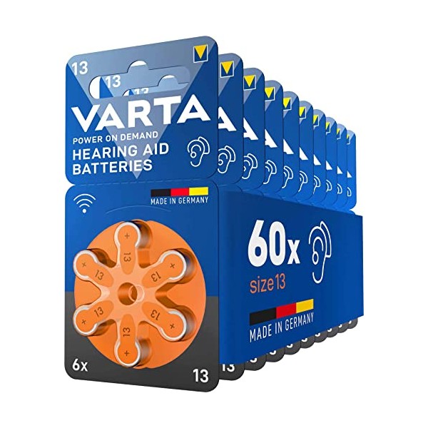 VARTA H√∂rger√§tebatterien Typ 13 orange, Batterien 60 St√ºck Vorratspack, Power