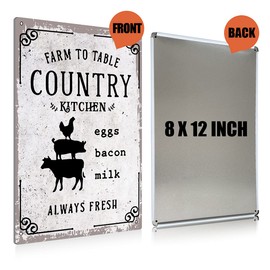 BEASTZHENG Funny Farm to Table Kitchen Metal Tin Sign Wall Decor - Farmhouse Tin Sign for Home Kitchen Decor Gifts - 8x12 Inch
