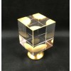LITE ACCENTS Lamp Finial-Optic Crystal CUBE With Satin Brass Base
