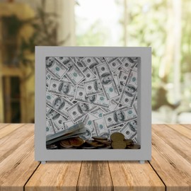 Dollar Frame Wooden Money Box for Banknotes and Coins Piggy Bank for Money Saving Money Box Unusual