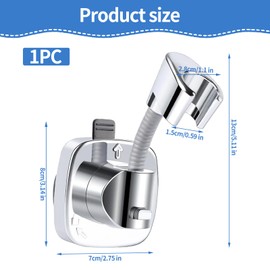Lueden 360° Swivel Shower Head Holder Adjustable Removable Shower Holder Bracket with Suction Cup Waterproof No Drill Wall Mounted Bracket for Handheld Showers Bathroom 10kg Load Capacity, Silver
