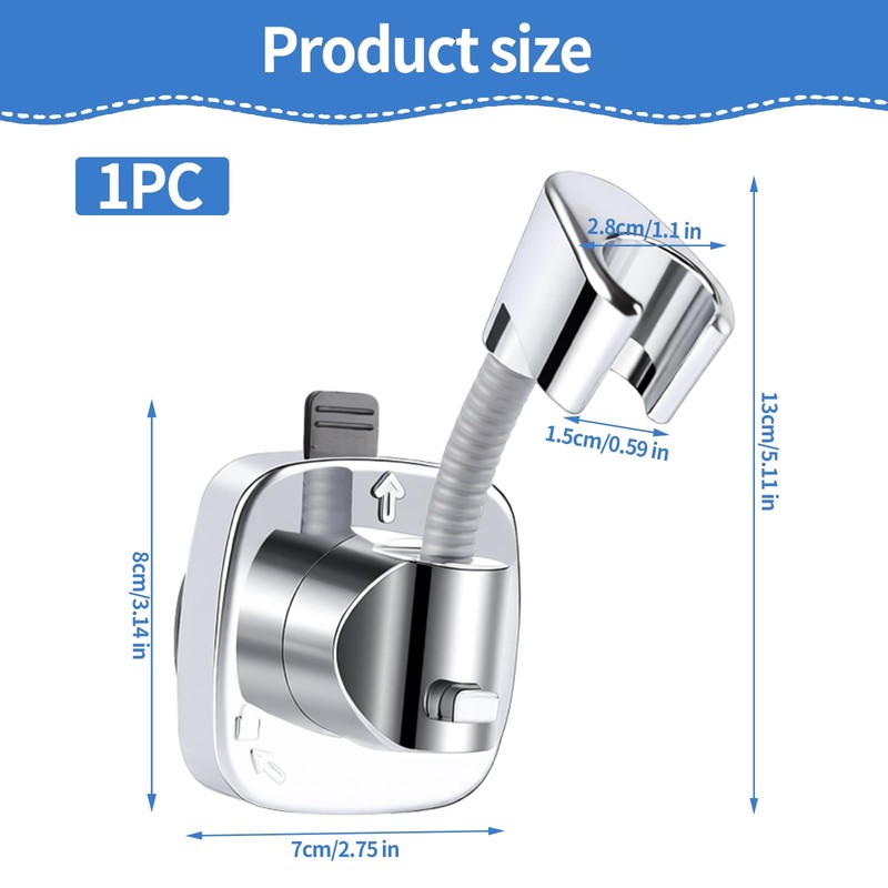 Lueden 360° Swivel Shower Head Holder Adjustable Removable Shower Holder
