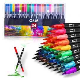 OSUM Dual Colouring Pens Felt Tip Paint Marker | Easy To Hold Fine Anxiety Art Pen | Value For Money Supplies for Adults Kids and Childrens (24)