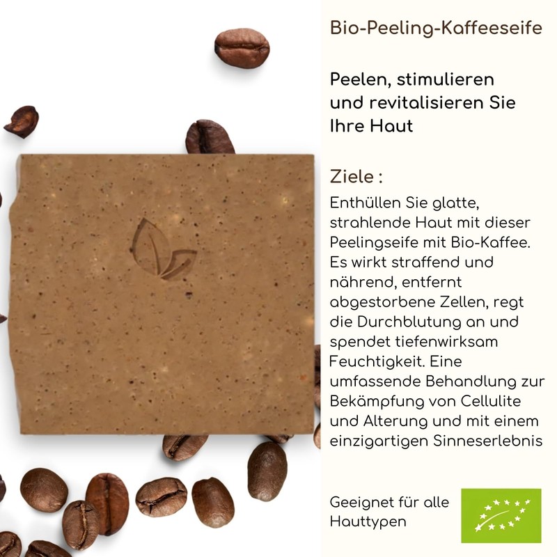 Organic Coffee Exfoliating Soap Anti-Cellulite Circulatory Stimulant for Soft and