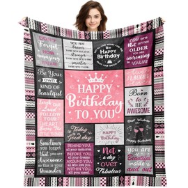 Birthday Gifts for Women, Happy Birthday Decorations for Girls, Girls Throw Blanket for Women Friend Unique, Ideas for Her Friend Mom Sister Wife Grandma, 60"X50"