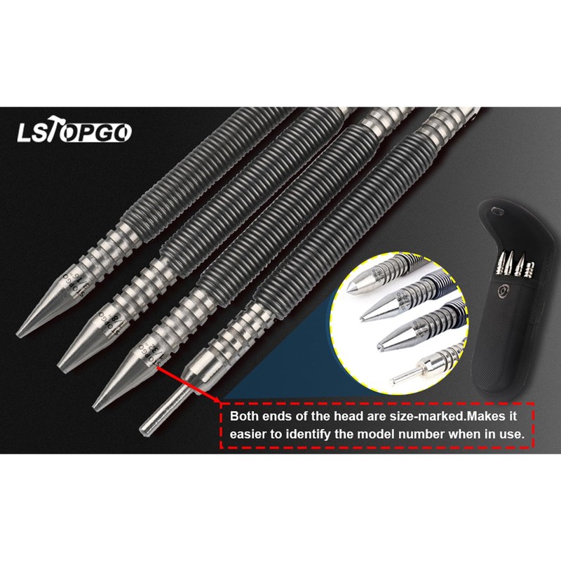 Spring Nail Set with Size Marked,Spring Loaded Center Punch,4pcs Dual