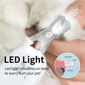 PAKEWAY Pet Nail Clipper with LED & -U-V Light, Cat Claw Trimmer with Ultra Bright LED Light for Nail Bloodline to Avoid Over Cutting, Sharp Angled Blade Grooming Tool for Dog Cat Rabbit Small Animals
