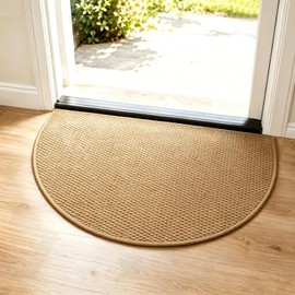 Tapete para Entrada De Casa Semicircular 80 x 50 cm, Tapete Entrada Antideslizante, Superficie Tejida De Bucle, Atrapa Polvo y Suciedad, para Puerta, Pasillo y Sala, Color Camel