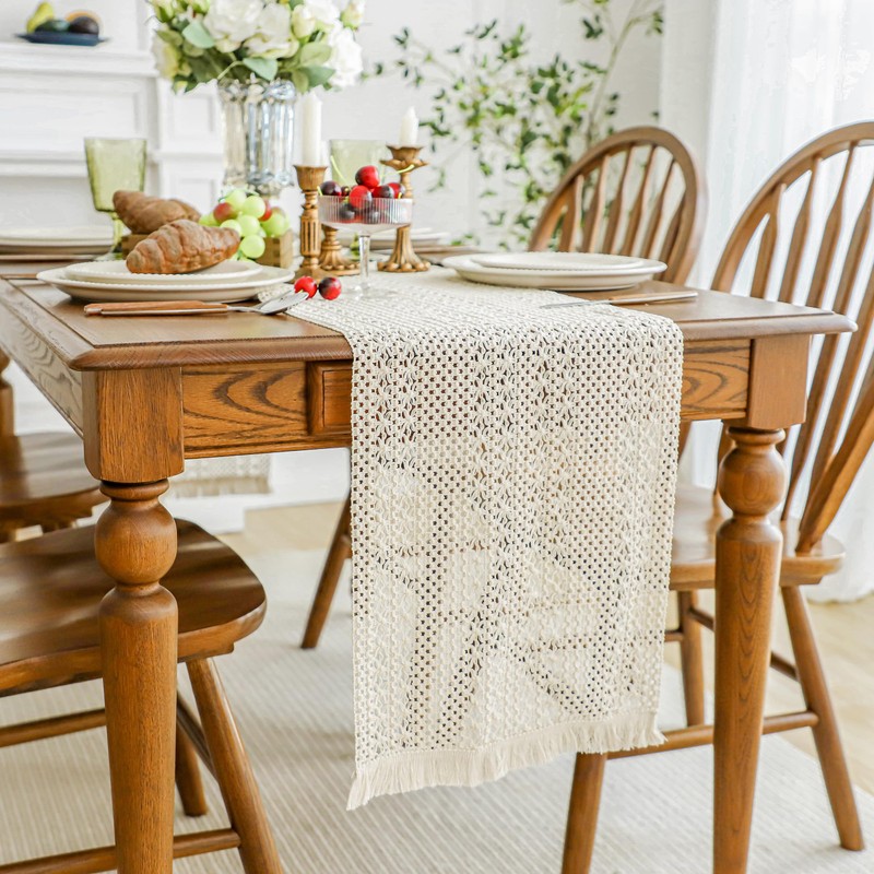 Simple&Opulence Boho Macrame 100% Cotton Table Runner - 12 x