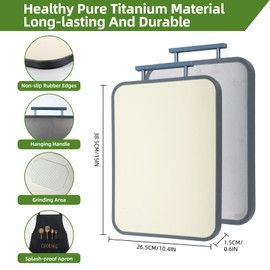 Treayes Titanium 2in1 Cutting Boards for Kitchen, Large Double Sided Food-Grade Composite Titanium and Wheat Straw PP Dishwasher Safe Chopping Board for Meat, Fruit, Vegetable (15" X 11")
