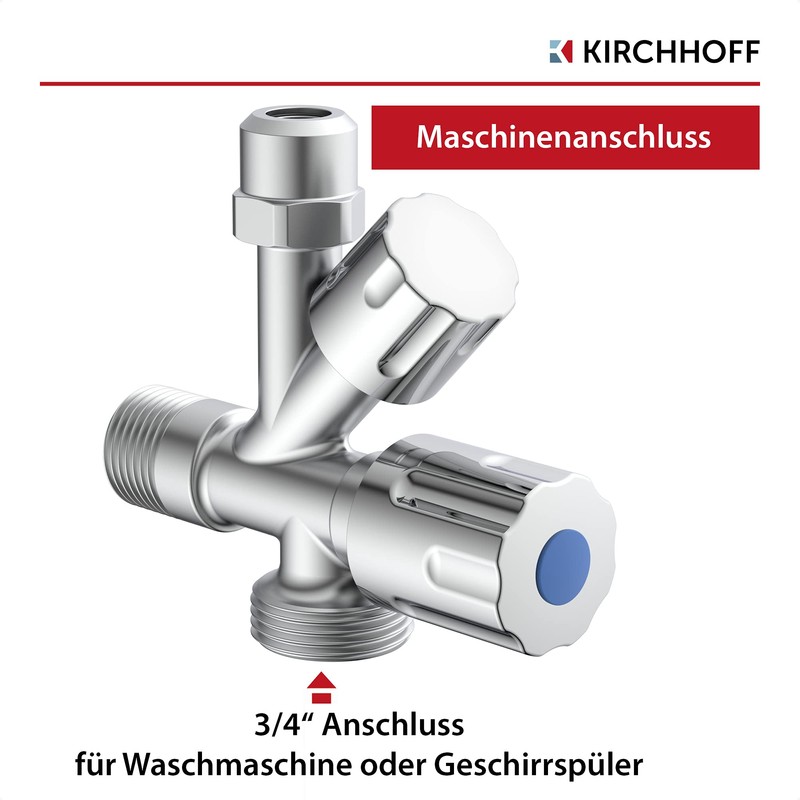 KIRCHHOFF 98480090 Universal Angle Valve with Dishwasher Connection, 1/2 Inch