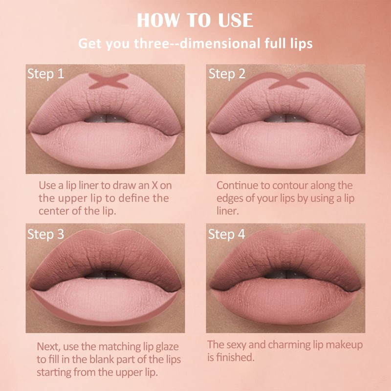 Prreal 2 x Lip Liner and Lipstick Makeup Set, Matte