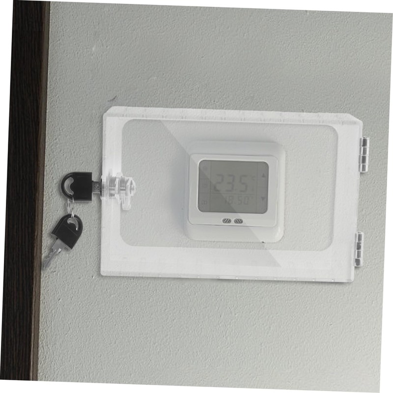 TEHAUX Transparent Wall Mounted Thermostat Lock Box Keyed Protective Cover