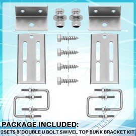 Yaocom 2 Sets 8" Boat Trailer Bunk Brackets, Galvanized Double U Bolt Swivel Top Bunk Bracket Kit for 1.5" x 3", 2" x 3", 3" x 3" Boat Trailer Cross Member, Boat Trailer Bunk Brackets
