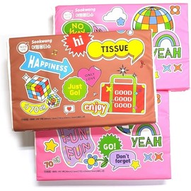 Pañuelos de bolsillo para viajes Sookwang (paquete de 3, 210 pañuelos en total), pañuelos de papel con personajes adorables para la escuela, viajes, campamentos, oficina, automóvil, paquete de 3
