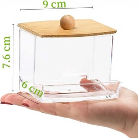 Dispensador de bastoncillos de algodón,Bote de acrílico para bastoncillos de algodón, toallitas de maquillaje, cosméticos, organización del almacenamiento en el baño (style 2)