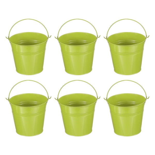 PATIKIL 5"x4.7" Small Metal Buckets with Handle, 6 Pcs Mini
