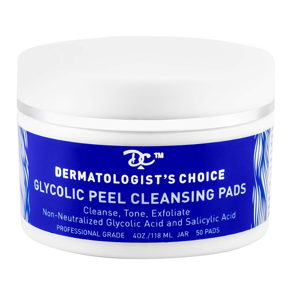 Dermatologist's Choice 10% Non-Neutralized Glycolic Peel Cleansing Pads with Salicylic Acid - 50 Pads