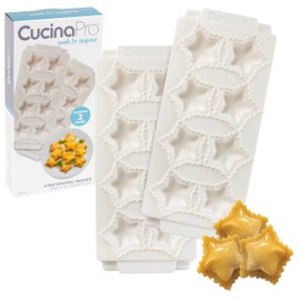 Star Ravioli Molds (2 Pack) - Mini 2" Stars - Homemade Filled Pasta Maker - 2 pc Tray & Press makes 8 Shaped Raviolis at a Time, Easy to Use & Clean- Add Fun to Your Next Italian Dinner Party or Gift