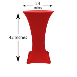 Your Chair Covers - 24" D x 42" H Highboy Cocktail Round Stretch Spandex Table Cover - Red, Fitted Elastic Tablecloth for Round Tables, Outdoor Party DJ Tradeshow Banquet Vendor Wedding
