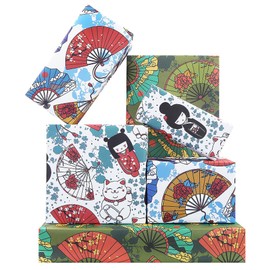 Boerni - Papel de regalo japonés de 6 hojas, estilo japonés, estilo gato, Maneki Neko, 4 estilos, plegado plano, papel de regalo para cumpleaños, boda, baby shower, manualidades, embalaje, decoración