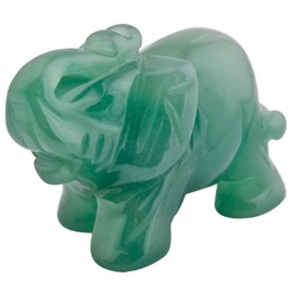 Nupuyai Elephant Figure Gemstone Crystal Lucky Elephant Healing Stone Lucky Charm Elephant Figure Reiki Fengshui Decoration (Green Aventurine)