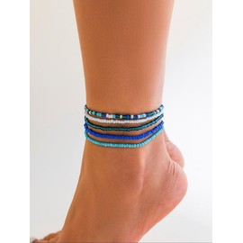 Boho Style Beaded Anklet (5pcs) for Women & Girls, Fashion Jewelry for Party, Daily Clothing Decor, Trendy All-match & Exquisite Jewelry for Birthday Gift:_Multicolor1_one size fits all