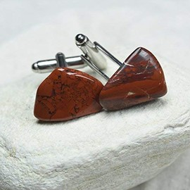 Custom Brecciated Jasper Stone Cufflinks - 1 Set