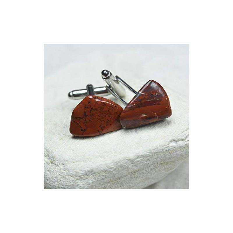 Custom Brecciated Jasper Stone Cufflinks - 1 Set