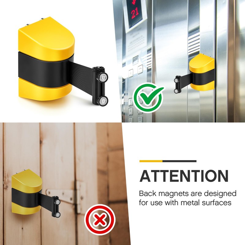 Barydat 2 Pcs 16.4 ft Magnetic Retractable Wall Barrier, Wall