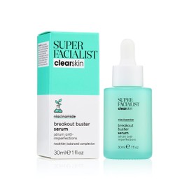 Super Facialist Breakout Buster Serum - Clear Skin Solutions, Spot Treatment for Acne with 10% Niacinamide, Tea Tree Oil & Prebiotics, Vegan Friendly 30ml