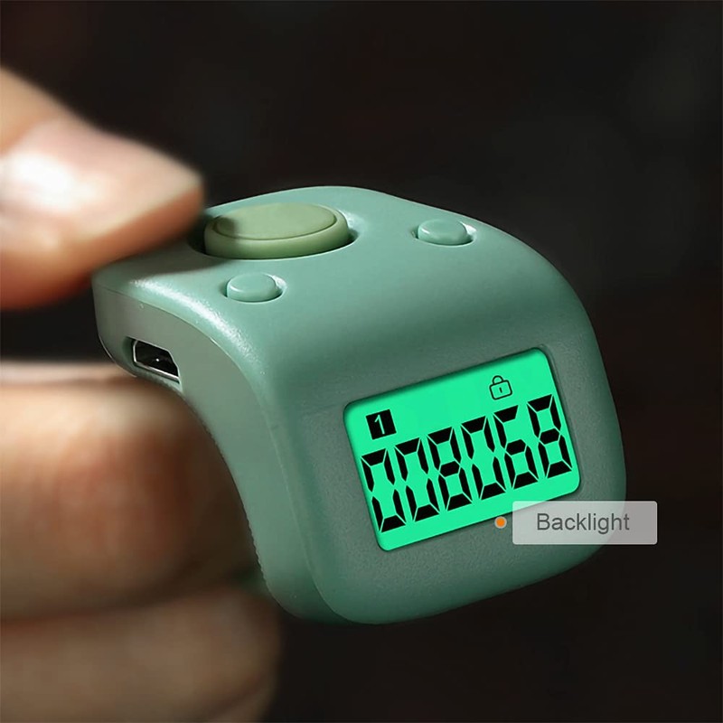 Arvakr Rechargeable Silent Finger Counter 6 Channels Digital Tasbih Tally