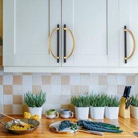 Amerdeco 10 Pack Black Champagne Bronze Cabinet Pulls 7.5 Inch(192MM) Hole Centers Kitchen Cabinet Handles Hardware for Cupboard Handles Drawer Pulls ZH0027