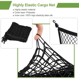 Pindex Highly Elastic Cargo Net, Pickup Truck Bed Cargo Net Mesh Organizer with 4 Hooks for Car Luggage Rear Boot Van Roof Storage,4'x4'stretch to 7'x7'