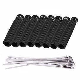 8Pcs Spark Plug Wire Heat Shield Boots with 16Pcs Stainless Steel Wire Ties Kit Heat Shield Protector Sleeve Cover SBC BBC 350 454 1200° Black