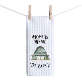 ZJXHPO Farming Kitchen Towel Home Is Where The Barn Is Dishes Towel Farmhouse Kitchen Decor Farmer Tea Towel (Barn Towel)