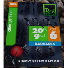 Ready Tied Chod Rigs - 3pcs - Size 4 Barbless Rod Hutchinson Fishing Tackle