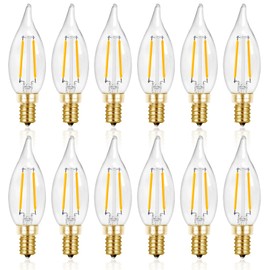 Hizashi 25 Watt Candelabra Bulbs, E12 LED Bulb Dimmable 2700K Soft Warm White, Chandelier Light Bulbs, Flame Tip CA10 Candle Light Bulbs, 90+ CRI, 200LM, UL Listed, 12 Pack