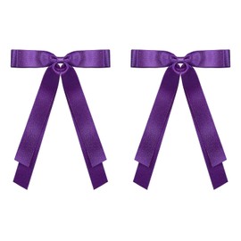 5.5" Purple Silky Satin Tassel Ribbon Hair Bows Hair Clip with Long Tail for Women Girls Thick Hair, Her Birthday Wedding Mardi Gras Costume Fall outfit Dress up Party Decor Accessory
