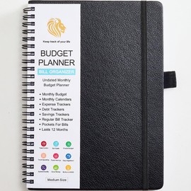 YOULIKE Budget Planner Expense Tracker - A5 Weekly Monthly Budgeting Organizer Bill Tracker - Lasts 1 Year Finance Logbook Accounts Notebook to Manage Your Money Effectively (Black)
