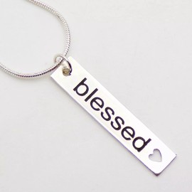 Unbranded 925 Sterling Silver "blessed" Engraved Pendant w/ Chain, Religious Spiritual