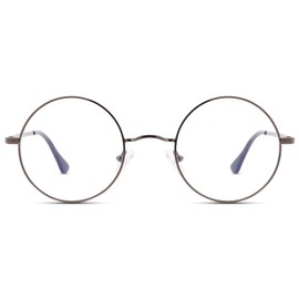 Pro Acme Blue Light Blocking Glasses Retro Small Round Metal Frame for Women and Men （Gunmetal）