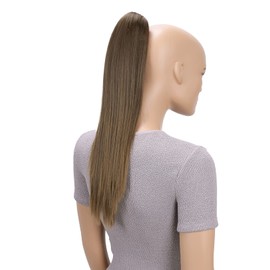 CAISHA 20" Hairpiece Ponytail Clip On Extensions With Butterfly Claw Straight Brown H152